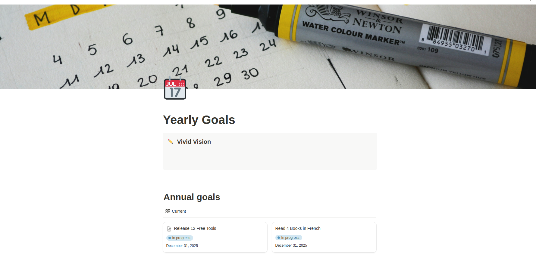 Yearly Goals Template